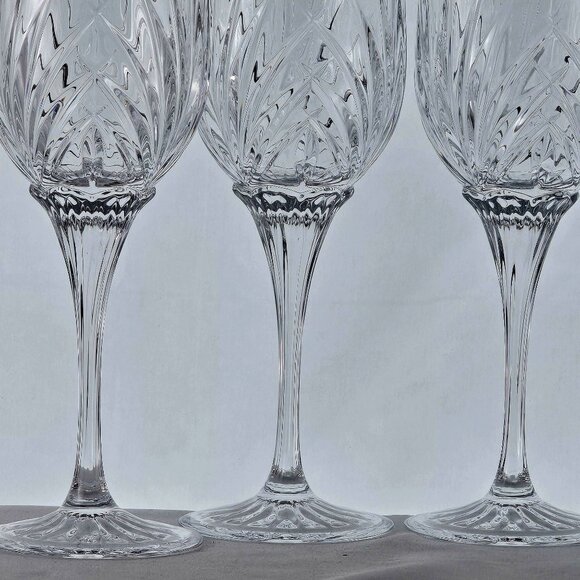 Cristal D'Arques Madrigal Water Goblet Glasses 8.5" set/4 fan cut crystal ribbed - Picture 5 of 9